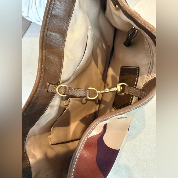 Vintage Coach Scarf Print Multicolor Signature Monogram Shoulder Handbag Purse - Picture 12 of 13